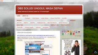 
                            10. DBS SOLUSI UNGGUL MASA DEPAN: CARA CEK ID & BONUS