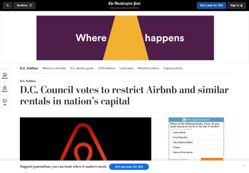 
                            10. D.C. Council votes to restrict Airbnb and similar rentals in nation's ...