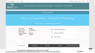 
                            9. DCU Courses | MSc in Investment, Treasury & Banking