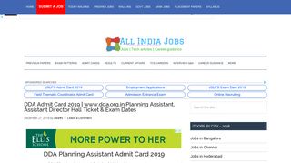
                            10. DDA Planning Assistant Admit Card 2019 Download @www.dda.org.in