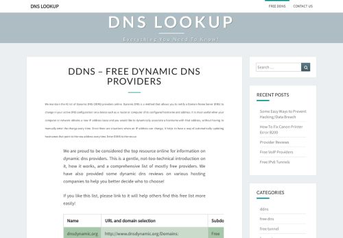 
                            9. DDNS – Free Dynamic DNS Providers – DNS LookUP