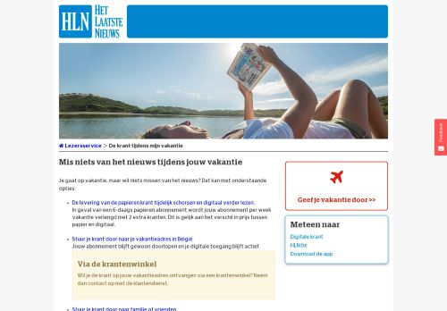 
                            9. De krant tijdens mijn vakantie | Het Laatste Nieuws Service - HLN.be