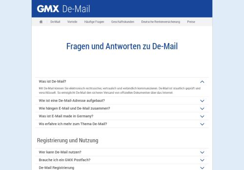 
                            12. De-Mail FAQ - Häufige Fragen - GMX