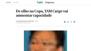 
                            12. De olho na Copa, TAM Cargo vai aumentar capacidade | Valor ...