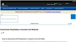 
                            3. Deactivate PlayStation Consoles Via Website - PlayStation Support