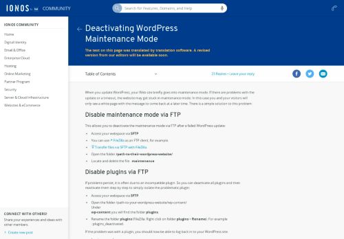 
                            5. Deactivating WordPress Maintenance Mode - 1&1 Hosting (US)