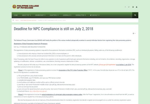
                            7. Deadline for NPC Compliance is still on July 2, 2018