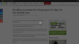
                            12. Deadline Looming For Oregonians To Sign Up For Health Care - OPB