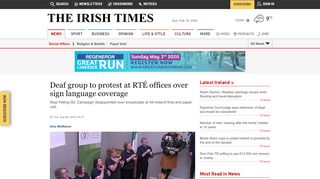 
                            9. Deaf group to protest at RTÉ offices over sign language coverage