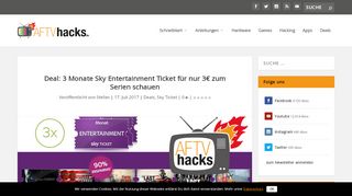 
                            8. Deal: 3 Monate Sky Entertainment Ticket für nur 3€ - AFTVhacks