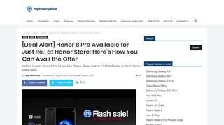 
                            9. [Deal Alert] Honor 8 Pro Available for Just Re.1 at Honor ...