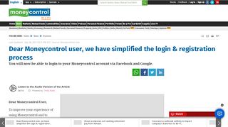 
                            2. Dear Moneycontrol user, we have simplified the login & registration ...