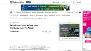 
                            7. Debatte um neue Software der Bundesagentur für Arbeit | heise online