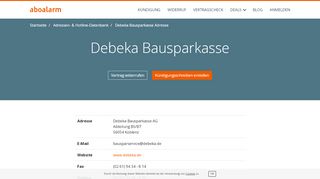 
                            11. Debeka Bausparkasse Adresse, Telefonnumer und Fax - Aboalarm