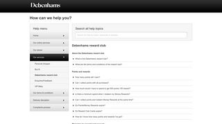 
                            8. Debenhams reward club - Help - Debenhams