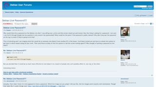 
                            2. Debian User Forums • View topic - Debian Live Password???
