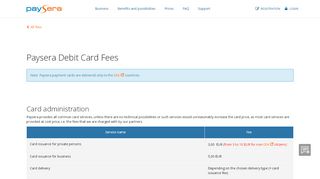 
                            6. Debit Card Fees | Paysera