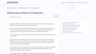 
                            8. Debitsuccess Integration – aXcelerate Support