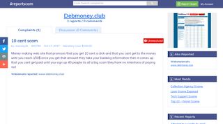 
                            4. Debmoney.club | #REPORTSCAM has 1 complaint(s)