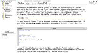 
                            3. Debuggen mit dem VBA-Editor - Das VBA-Tutorial