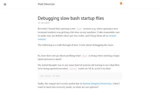 
                            3. Debugging slow bash startup files · Matt Newman