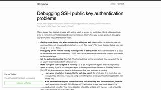 
                            10. Debugging SSH public key authentication problems | chuyeow