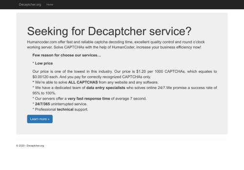 
                            4. Decaptcher.org: Save 50% captcha solving cost