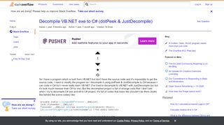 
                            9. Decompile VB.NET exe to C# (dotPeek & JustDecompile) - Stack Overflow