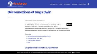 
                            5. Déconnexions et bugs Bwin - Andarya