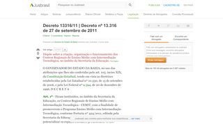 
                            11. Decreto 13316/11 | Decreto nº 13.316 de 27 de setembro de 2011 ...