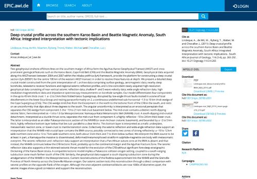 
                            5. Deep crustal profile across the southern Karoo Basin and Beattie ...