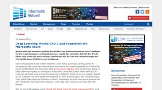 
                            10. Deep Learning: Nvidia GPU Cloud kooperiert mit Microsofts Azure ...