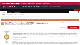 
                            11. Deep Minors Fantrax Dynasty H2H 12-tm league openings - Baseball ...