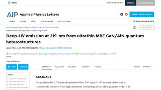 
                            11. Deep-UV emission at 219 nm from ultrathin MBE GaN/AlN quantum ...