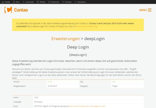 
                            5. [deepLogin] Deep Login 0.0.9 - Contao