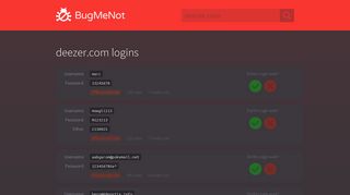 
                            5. deezer.com passwords - BugMeNot