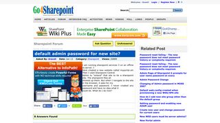 
                            2. default admin password for new site? - Sharepoint Forum ...