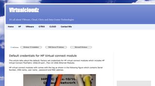 
                            7. Default credentials for HP Virtual connect module |Virtualcloudz