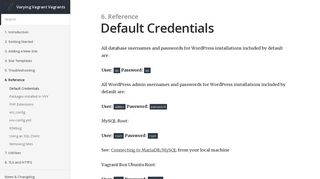 
                            7. Default Credentials | Varying Vagrant Vagrants