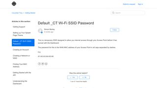 
                            7. Default _CT Wi-Fi SSID Password – Cucumber Tony