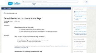 
                            12. Default Dashboard on User's Home Page - Salesforce Help