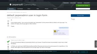 
                            3. default jasperadmin user in login form | Jaspersoft Community
