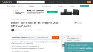 
                            6. Default login details for HP Procurve 2650 (J4903A) - Spiceworks ...