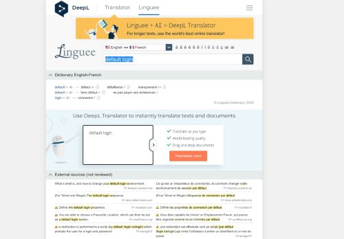 
                            5. default login - French translation – Linguee