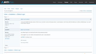 
                            10. Default Login / Installation / Arch Linux Forums