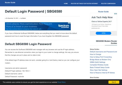 
                            13. Default Login Password | SBG6580 | Router Guide