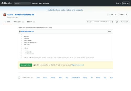 
                            6. Default login telnet/webuser modem indihome ZTE F609 · GitHub