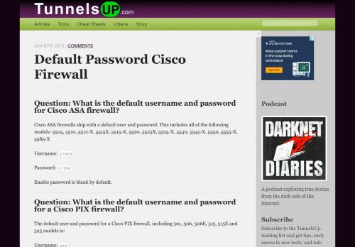 
                            8. Default Password Cisco Firewall - TunnelsUP