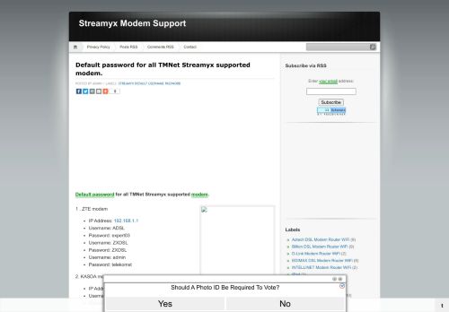
                            13. Default password for all TMNet Streamyx supported modem.