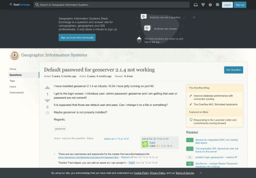 
                            8. Default password for geoserver 2.1.4 not working - Geographic ...